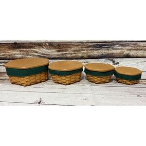 LONGABERGER Generations Baskets w/Liners, Lids & Protectors Set of 4